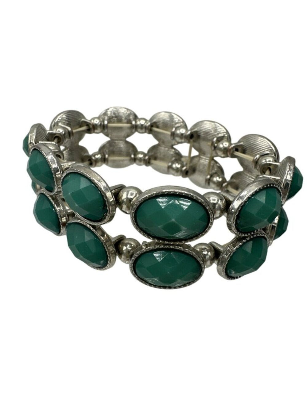 Stretch Bracelet Turquoise Tone Blue Stacked Cowgirl Boho Southwestern Western